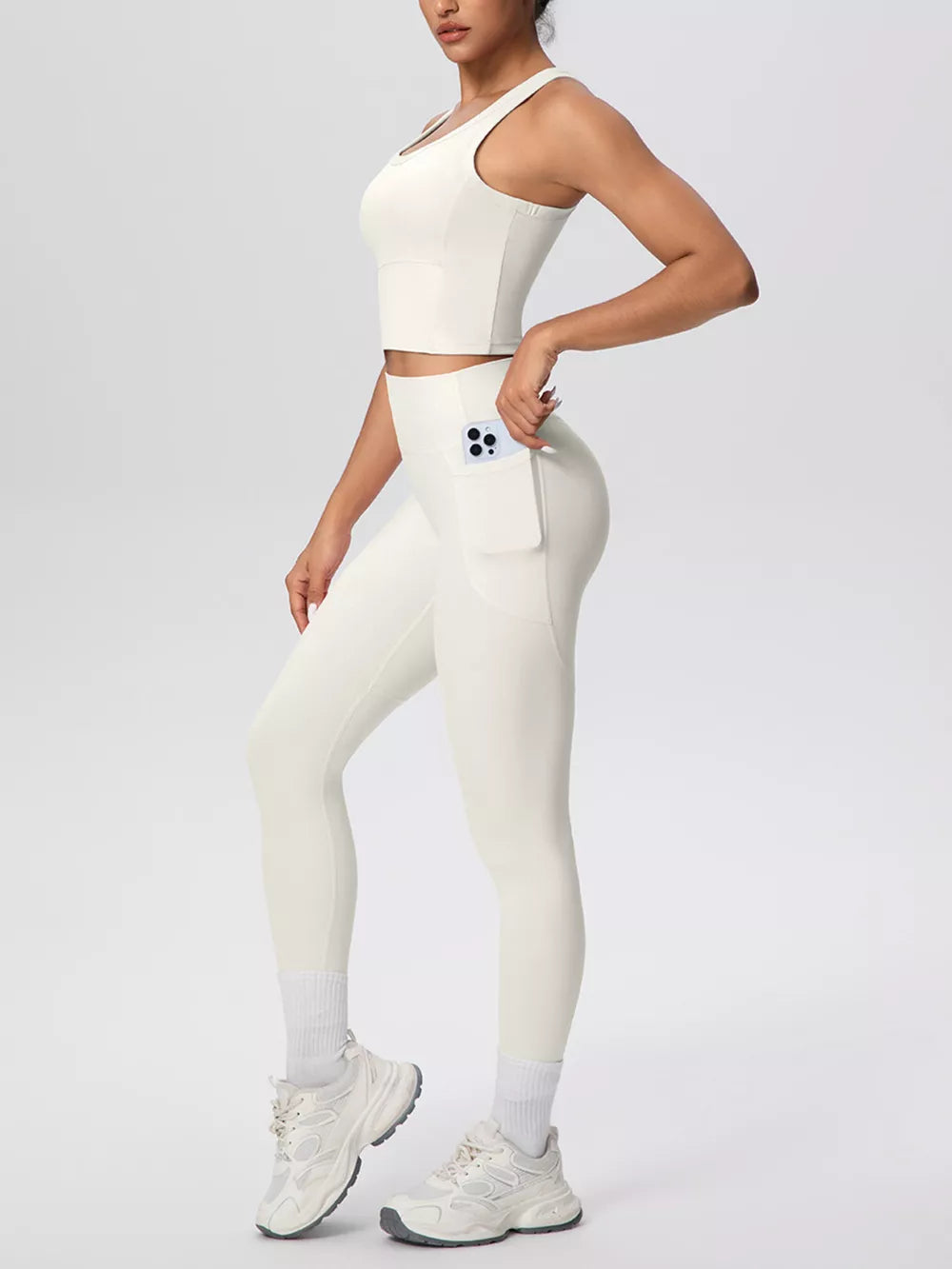 Black athletic tank with two-piece and sleeveless