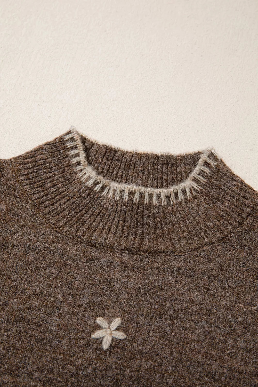 classic mock neck sweater in Coffee Brown with mock neck