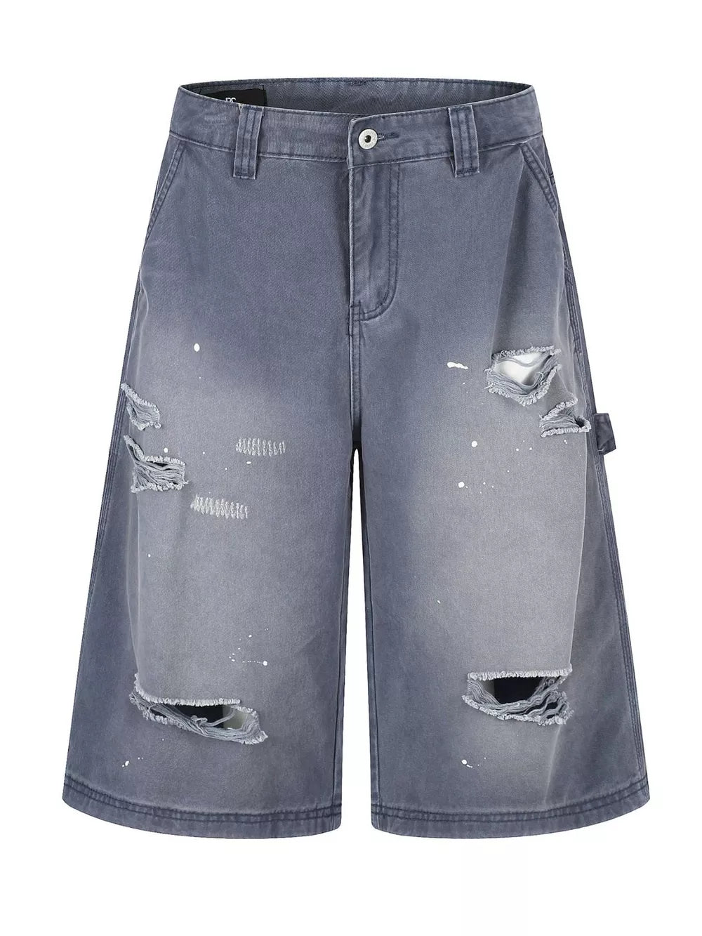 Blue Men's Distressed Wide-leg Denim Capris
