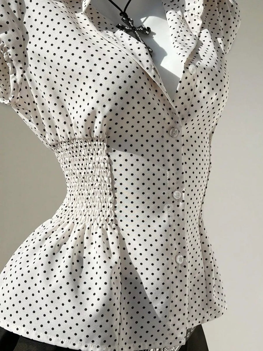 Polka Dot Cap Sleeve Blouse option 3