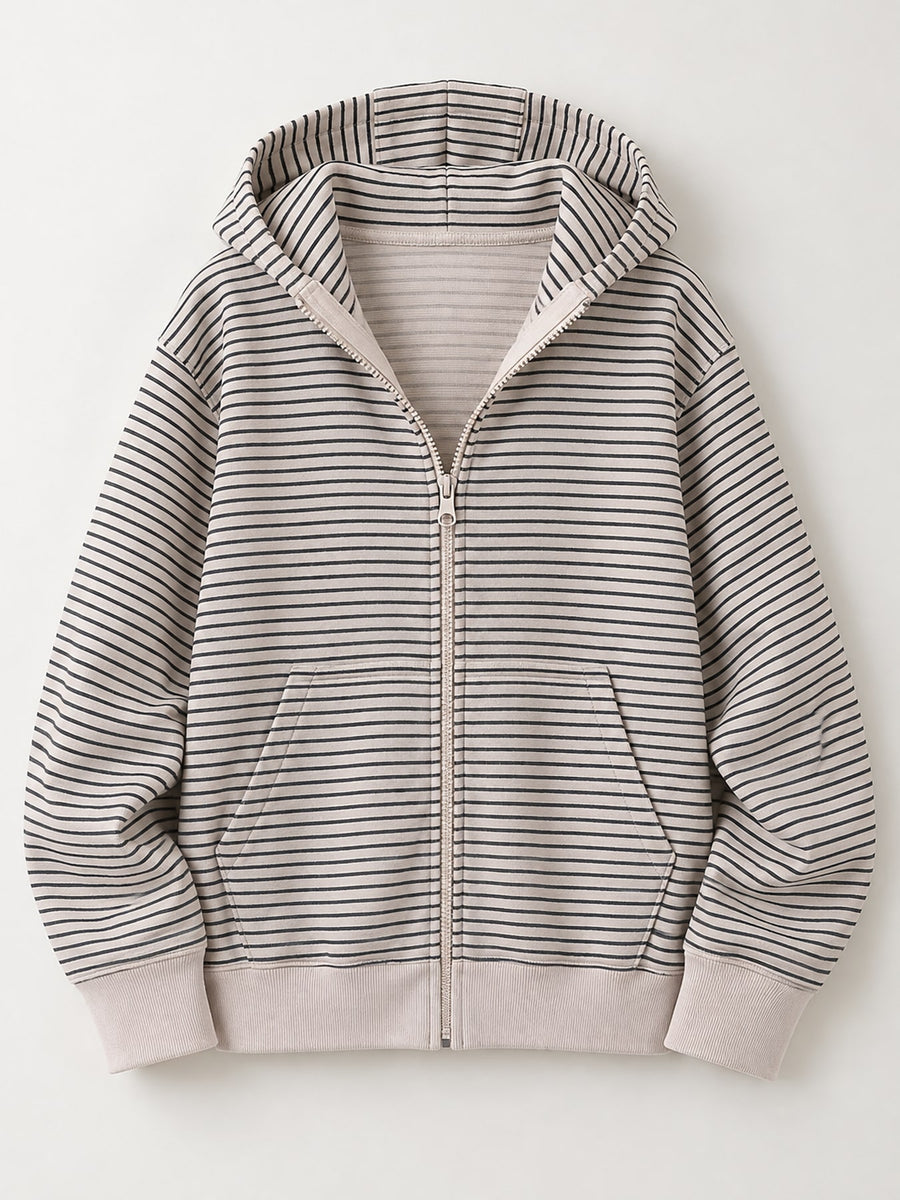 Dark Gray zip hoodie with hip-length and zip-front