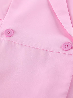 Sleeveless Blazer And Wide-leg Pants Set in light pink with buttoned