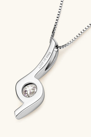 Silver moissanite pendant necklace with 925 sterling silver chain and 1.00ct stone.