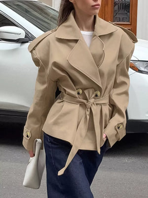 Chic Double-breasted Belted Trench Coat option 8