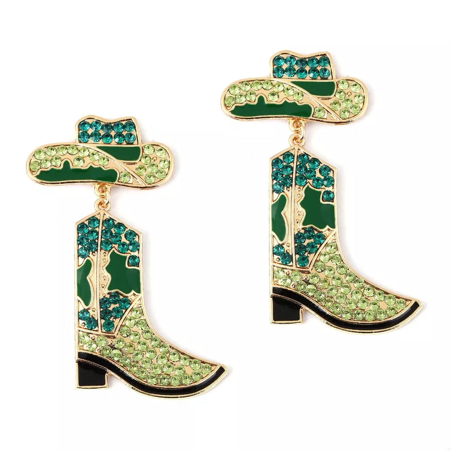 western earrings in Green with null