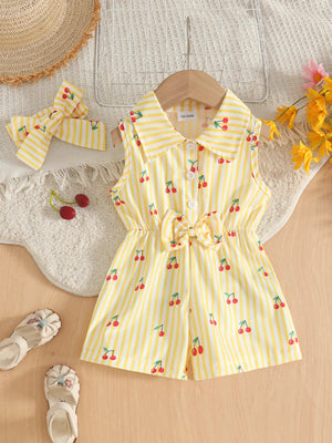 romper in white with striped and buttoned