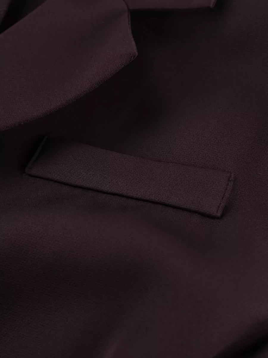 One-button Blazer And Wide-leg Pants Set in Dark Brown, view 12