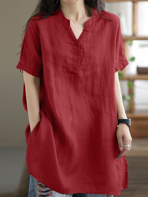 White blouse with pocketed and short sleeve