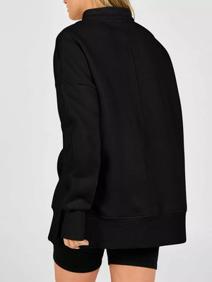 Black oversized sweatshirt with collared