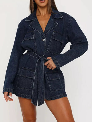 denim jacket in indigo featuring buttoned and relaxed fit