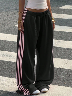 track pants featuring striped in Gray with 100% polyester Care instructions: Machine wash cold texture
