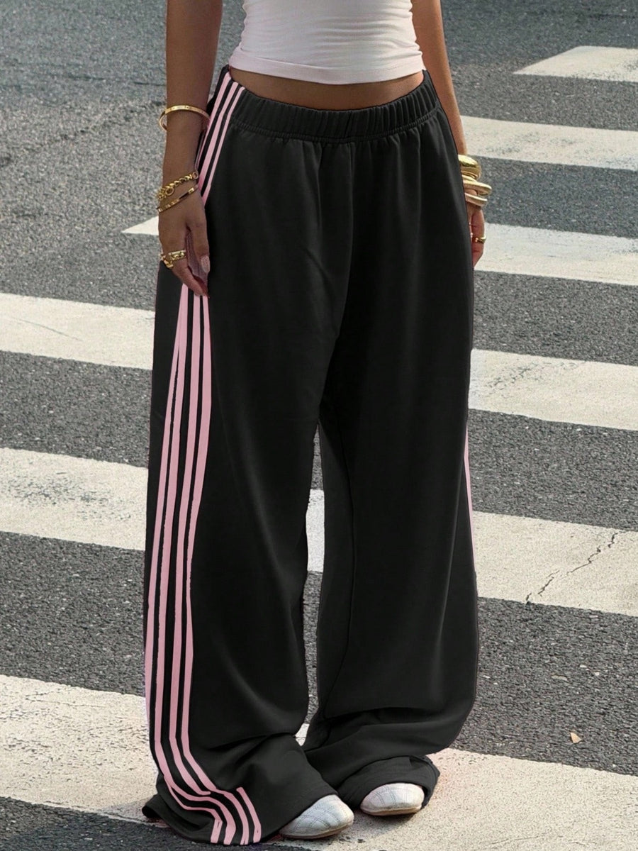track pants featuring striped in Gray with 100% polyester Care instructions: Machine wash cold texture