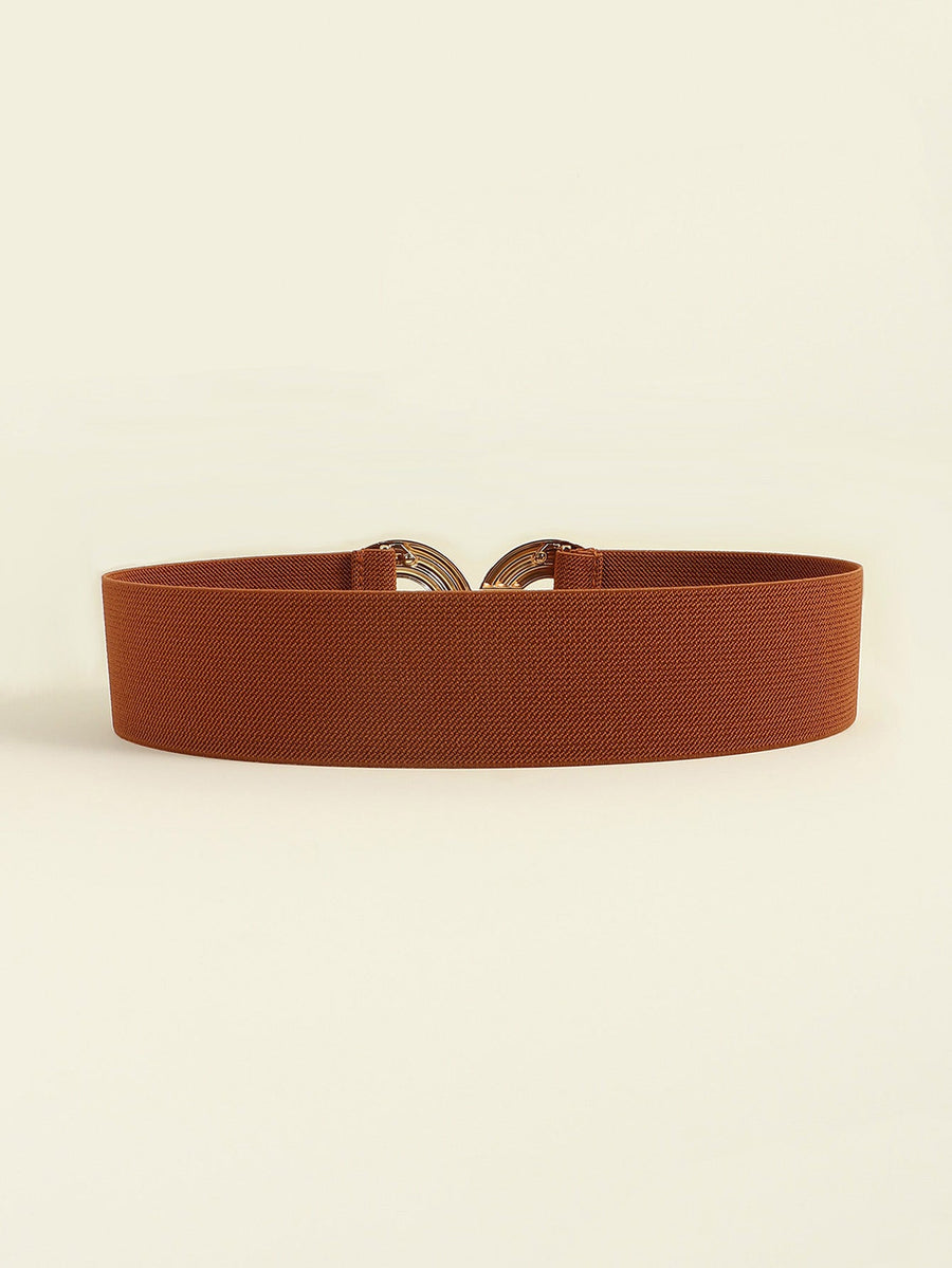 Interlocking circle stretch belt in caramel with gold alloy buckle detail