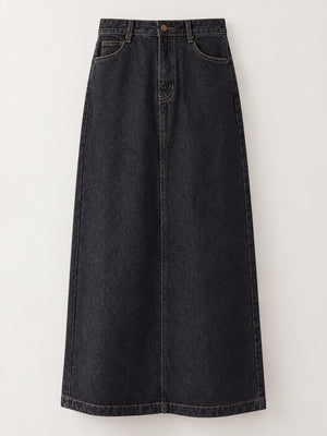 Polyester blend midi skirt in Dark Blue with straight silhouette