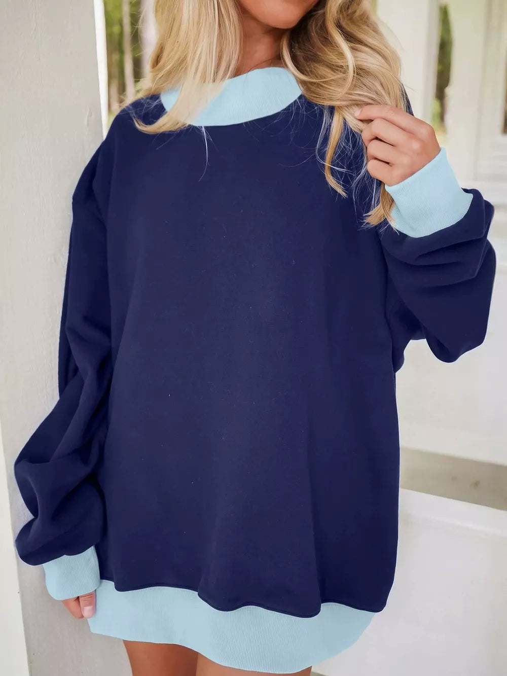 Pink sweatshirt with tunic-length and pullover