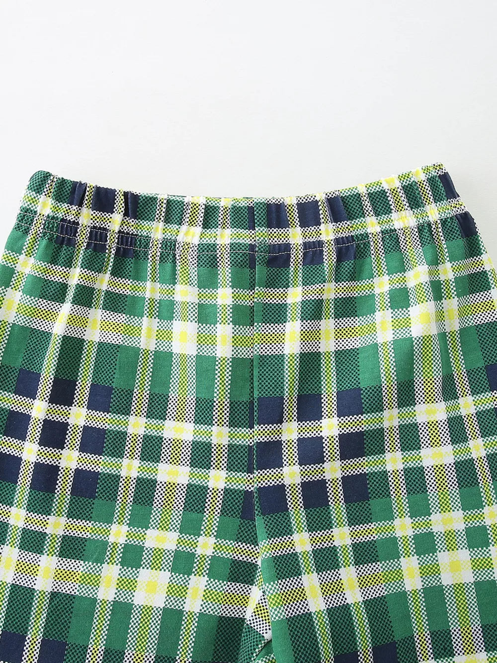 Toddler green plaid cotton pants with elastic waistband