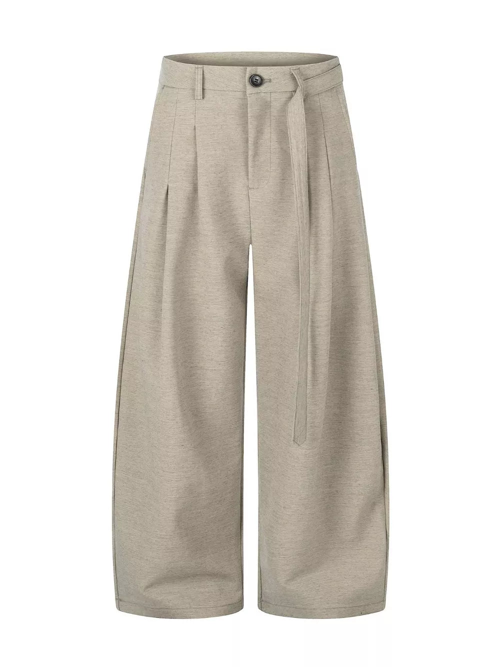 wide-leg pants in light beige featuring belted and wide-leg fit