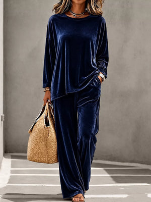 top and pants set in Green with ruched and hip-length