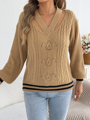 modern pullover sweater in bright orange with v-neck