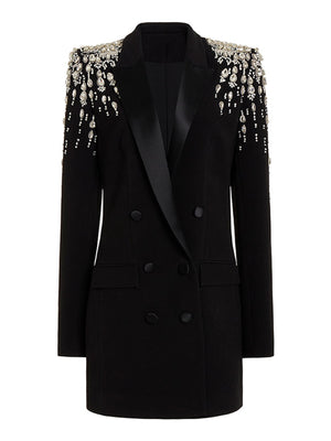 glam mini dress in Black with notch lapel