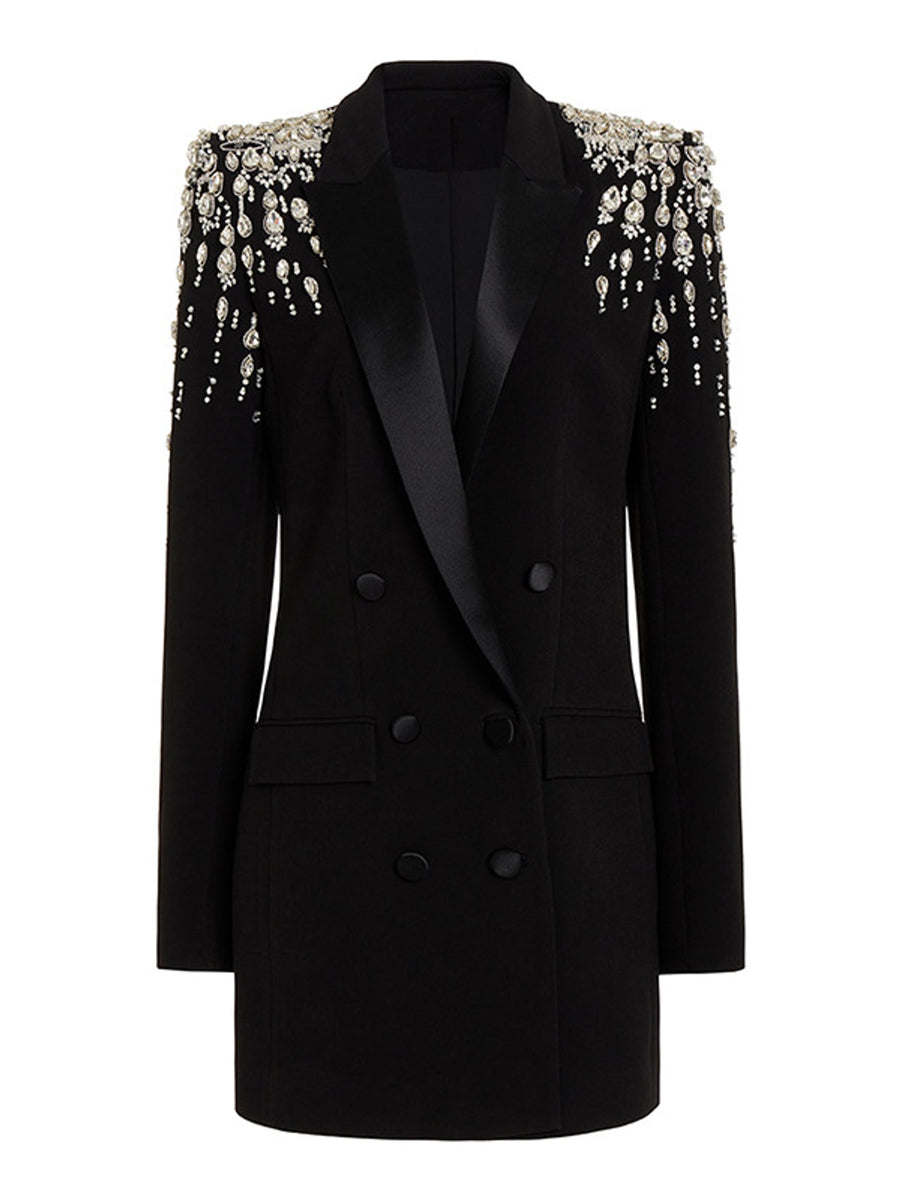 glam mini dress in Black with notch lapel