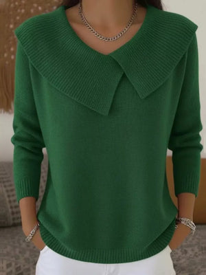 slate gray relaxed pullover sweater with collared