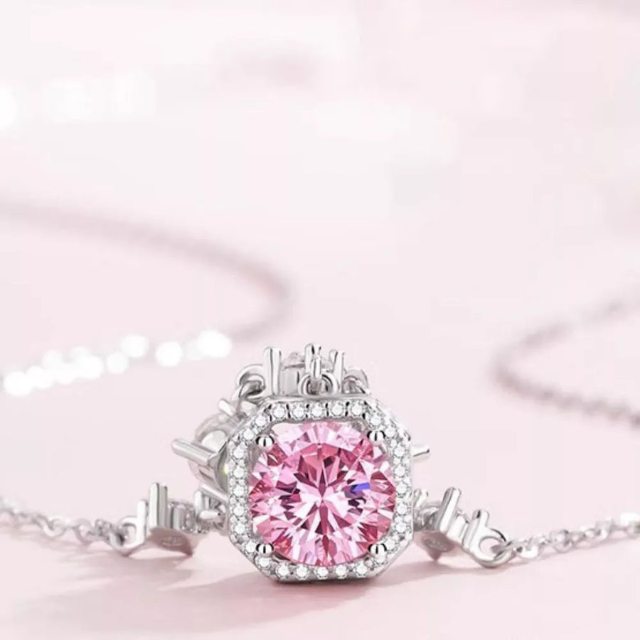925 Sterling Silver Zircon Pendant Necklace in silver with pendant