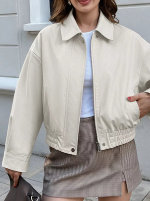 White with Cropped Faux Leather Jacket