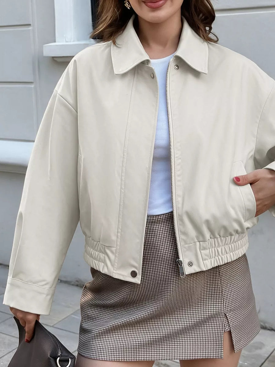 White with Cropped Faux Leather Jacket