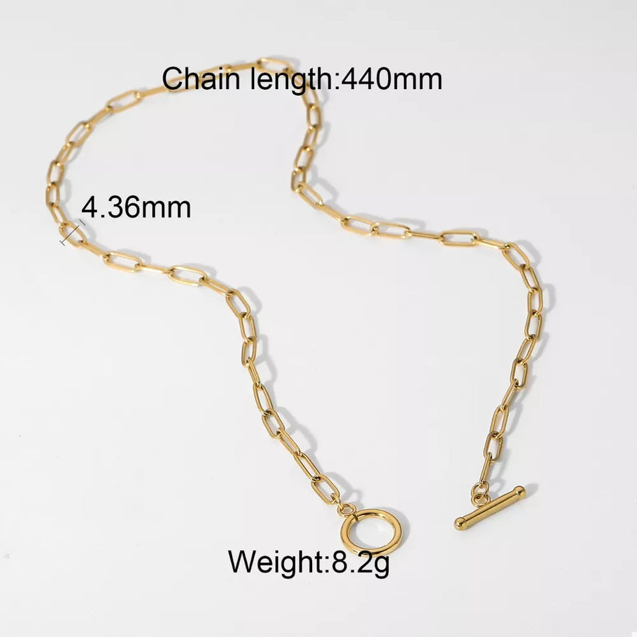 18k Gold-plated Chain Link Toggle Clasp Necklace in Gold