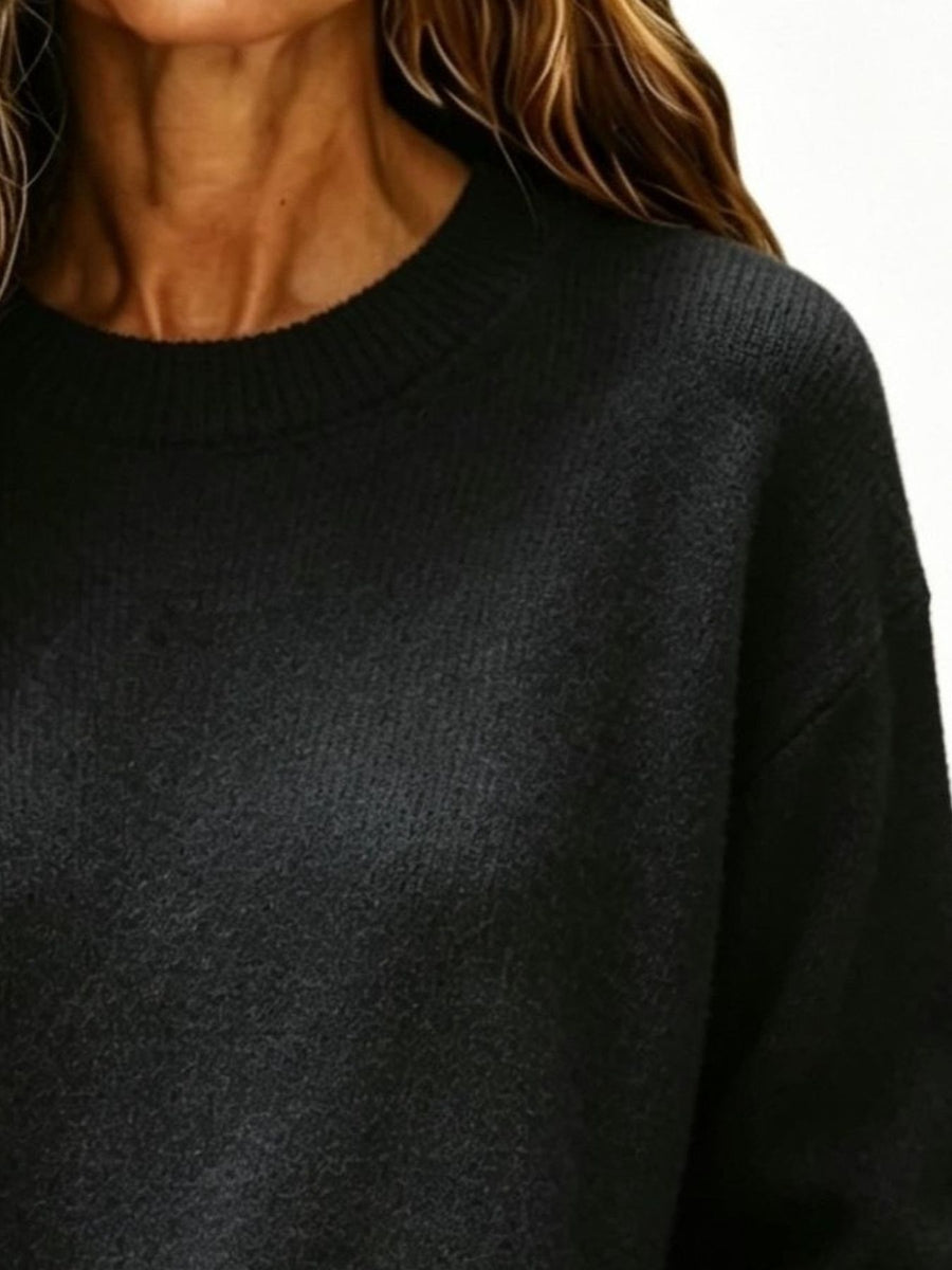 classic pullover sweater in Coffee Brown with round neck