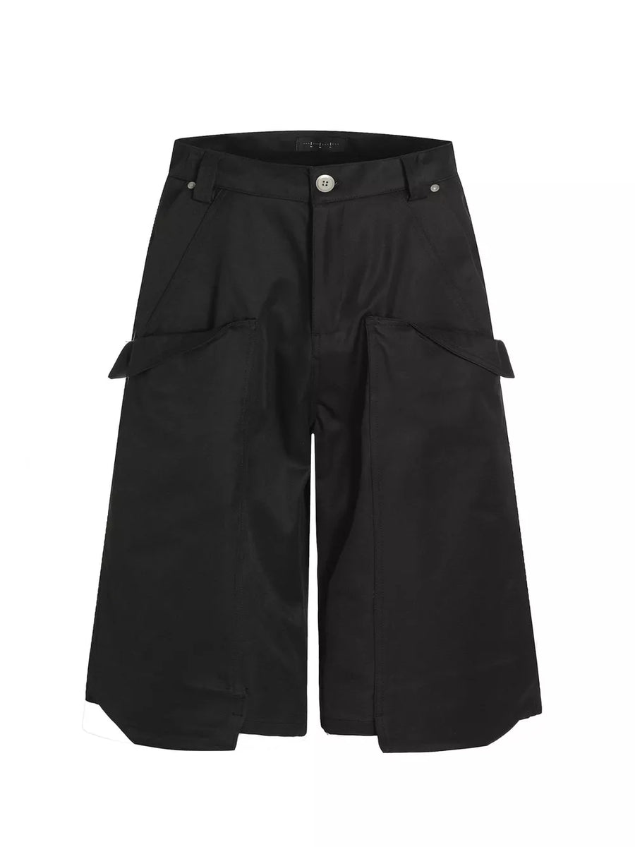 Brown with Men's Wide-leg Cargo Capris in Brown