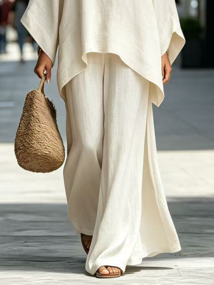 100% polyester Care instructions: Machine wash cold two-piece set in White with loose silhouette
