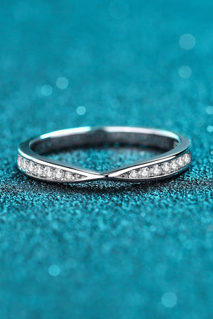 Silver twisted pavé band ring with clear stones
