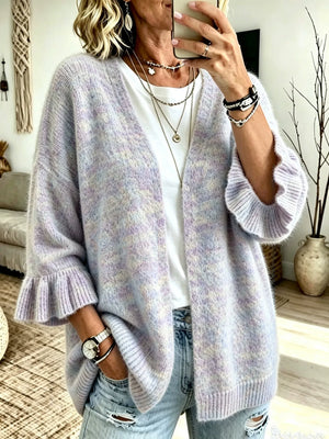 lavender cardigan with marled and v-neck