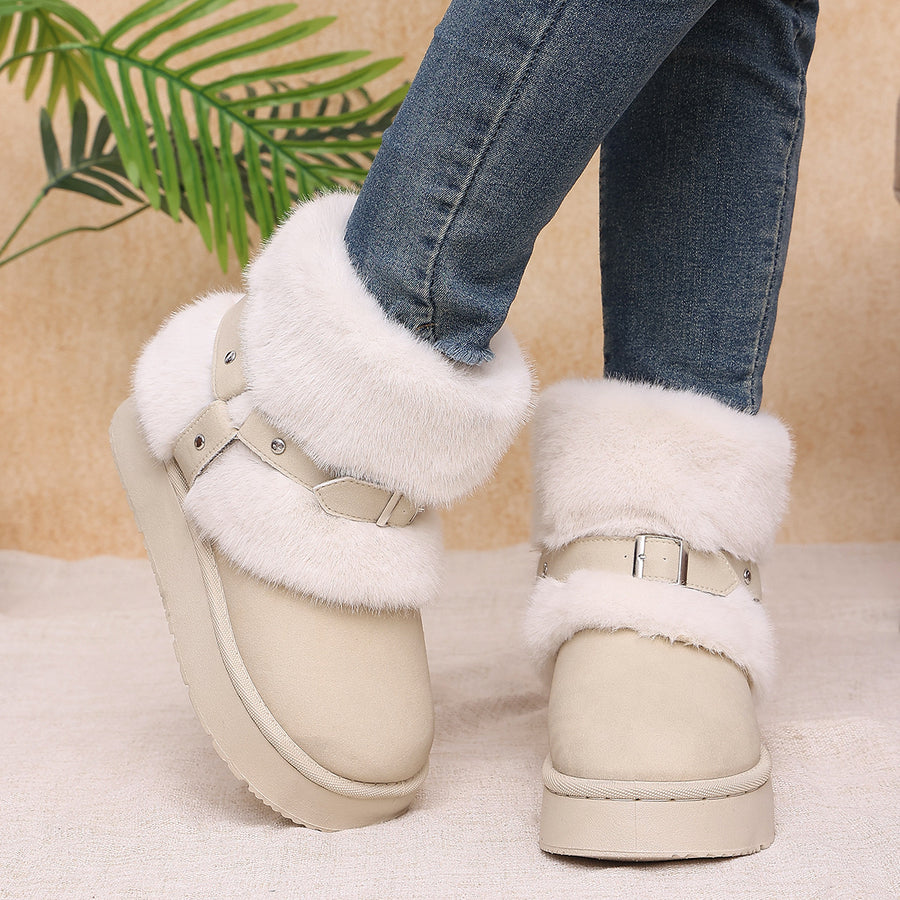 boots in Camel Color with platform sole and ankle-length