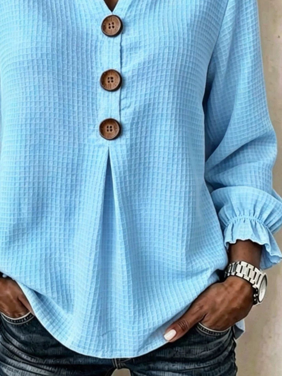 Sky Blue relaxed blouse with v-neck