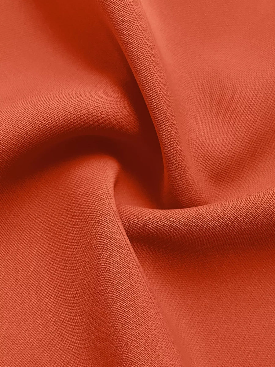 Ruched Sleeve V-Neck Maxi Dress in Orange-Red