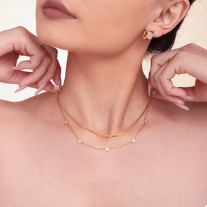 18K Gold-Plated, Stainless Steel, Titanium Steel, Zircon Care instructions: Avoi necklace in Gold with straight silhouette