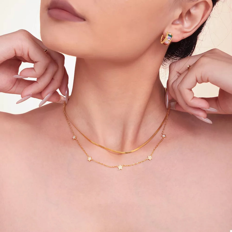 18K Gold-Plated, Stainless Steel, Titanium Steel, Zircon Care instructions: Avoi necklace in Gold with straight silhouette