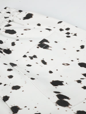 wide-leg pants featuring paint splatter in White with 95%polyester,5%spandex Care instructions: Machine wash cold texture