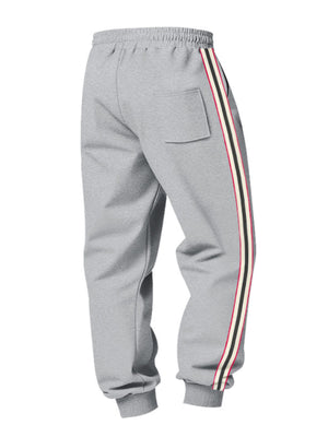 Black joggers with drawstring and striped