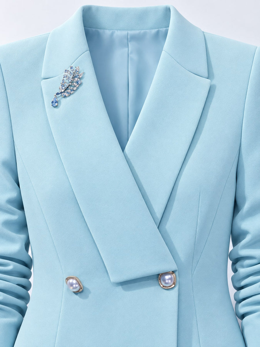 Polyester blazer and pants set in Light Blue with regular silhouette