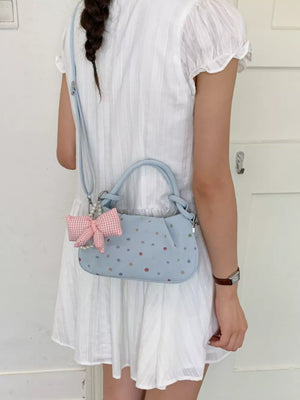 light blue crossbody bag with mini and zip