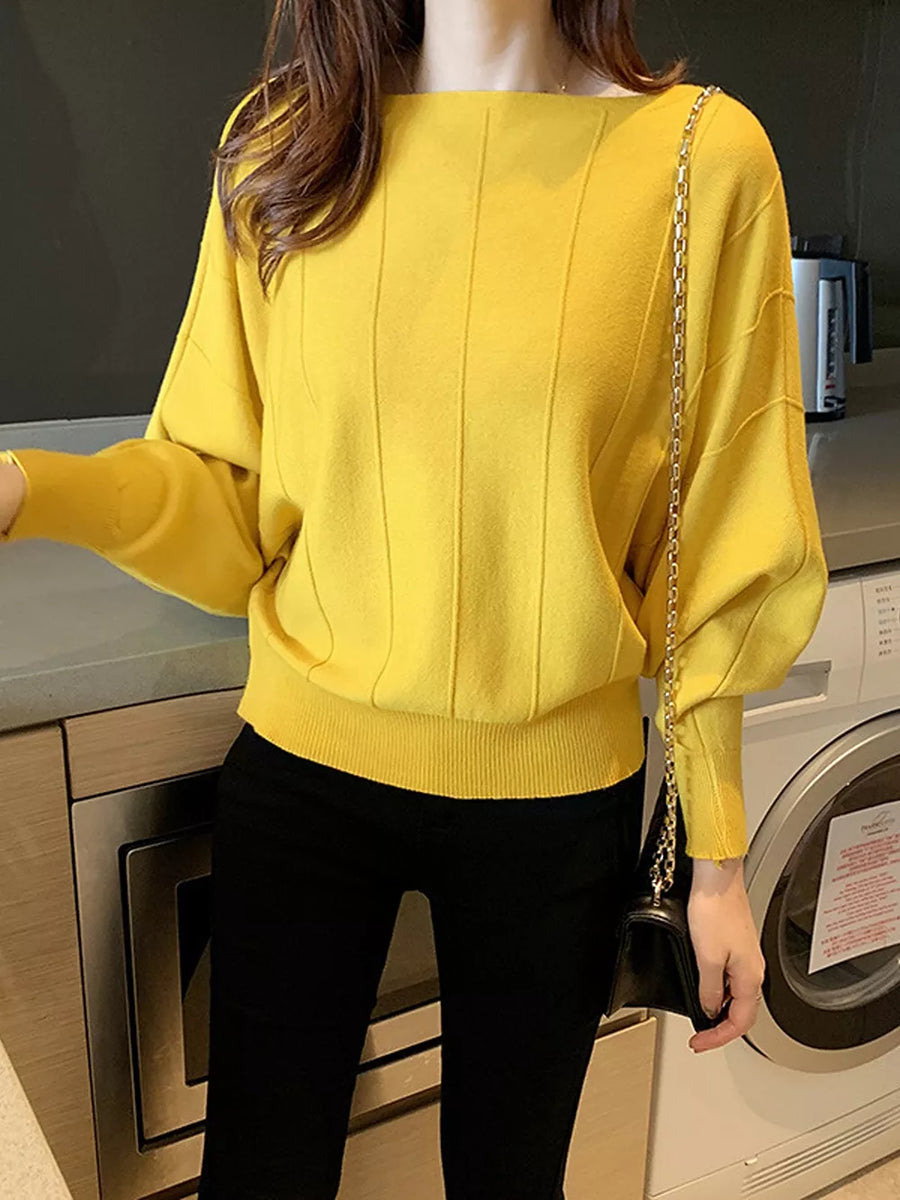 classic pullover sweater in Gray with boat neck