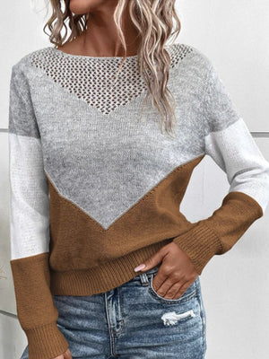 Pink pullover sweater with stretch and long sleeve