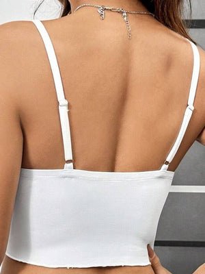 modern crop top in White with deep v-neck