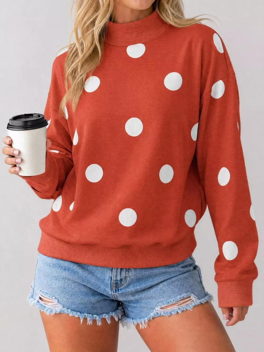 Pink oversized sweatshirt with mock neck