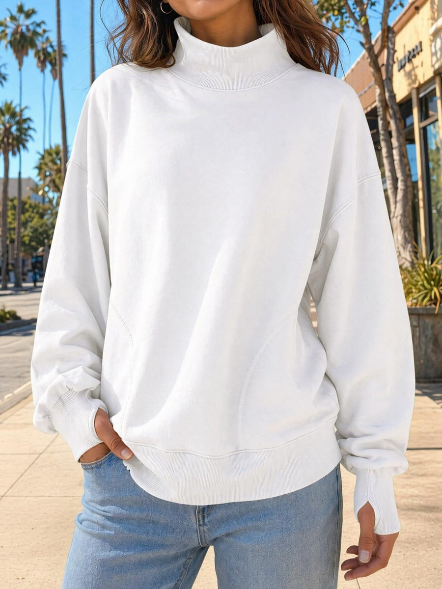 athleisure sweatshirt in Gray with mock neck