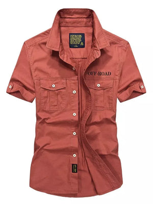 Army Green Men S Plus Size Casual Short-sleeve Shirt